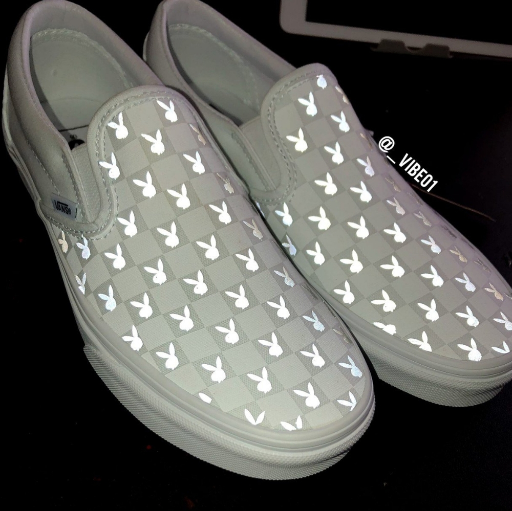 NWT Checkerboard  slip on vans Reflective - Picture 3 of 3